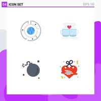 Universal Icon Symbols Group of 4 Modern Flat Icons of big valentine data coffee comet Editable Vector Design Elements