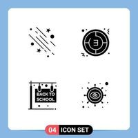 4 Thematic Vector Solid Glyphs and Editable Symbols of star stopwatch space timer education Editable Vector Design Elements