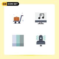 Modern Set of 4 Flat Icons and symbols such as airport layout audio video satellite Editable Vector Design Elements