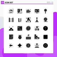 25 Universal Solid Glyphs Set for Web and Mobile Applications find search camera web development Editable Vector Design Elements