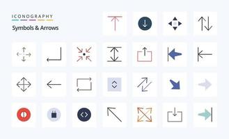 25 Symbols  Arrows Flat color icon pack vector