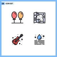 4 Filledline Flat Color concept for Websites Mobile and Apps beach music map garden leak Editable Vector Design Elements