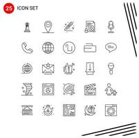 Line Pack of 25 Universal Symbols of broadcast surveillance cutter security file Editable Vector Design Elements