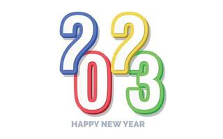 3D Happy new year 2023 logo design vector