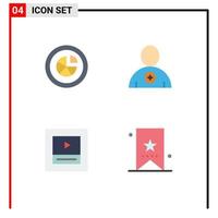 Pictogram Set of 4 Simple Flat Icons of analytics player pie new book Editable Vector Design Elements