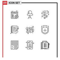 Set of 9 Modern UI Icons Symbols Signs for add log money energy write Editable Vector Design Elements