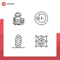 Line Pack of 4 Universal Symbols of coins spring income day and night art Editable Vector Design Elements