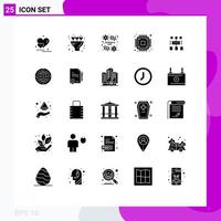 25 User Interface Solid Glyph Pack of modern Signs and Symbols of document program organization algorithm hardware Editable Vector Design Elements