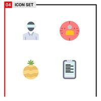 Modern Set of 4 Flat Icons Pictograph of glasses pineapple technology profile text Editable Vector Design Elements