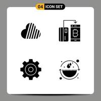 Group of 4 Modern Solid Glyphs Set for sky coin create crypto currency digital drawing Editable Vector Design Elements