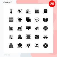 Pictogram Set of 25 Simple Solid Glyphs of down play button pipe money ecommerce Editable Vector Design Elements