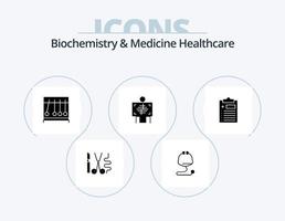 Biochemistry And Medicine Healthcare Glyph Icon Pack 5 Icon Design. medical. radiology. perpecul. hospital. xray vector