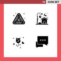 Stock Vector Icon Pack of 4 Line Signs and Symbols for nuclear love home moon valentine Editable Vector Design Elements