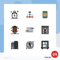 Modern Set of 9 Filledline Flat Colors and symbols such as mobile digital data architecture device phone Editable Vector Design Elements