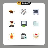 Flat Color Pack of 9 Universal Symbols of transportation avatar data scince captain safe Editable Vector Design Elements