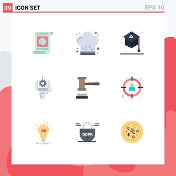 paquete de líneas vectoriales editables de 9 colores planos simples de elementos de diseño vectorial editables para estudiantes de la industria de restaurantes de máquinas robóticas vector