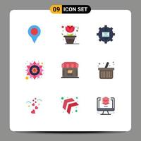 Universal Icon Symbols Group of 9 Modern Flat Colors of shopping ecommerce contact rangoli india Editable Vector Design Elements