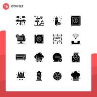 Set of 16 Modern UI Icons Symbols Signs for report account home product box Editable Vector Design Elements