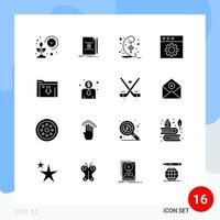 Pictogram Set of 16 Simple Solid Glyphs of data mac mail app ribbon Editable Vector Design Elements