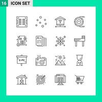Mobile Interface Outline Set of 16 Pictograms of payment loan internet resource diagram Editable Vector Design Elements