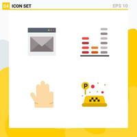 Pack of 4 Modern Flat Icons Signs and Symbols for Web Print Media such as communication fingers email equalizer hand Editable Vector Design Elements