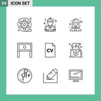 Set of 9 Modern UI Icons Symbols Signs for table household avatar home manager Editable Vector Design Elements