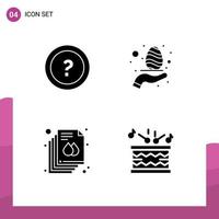4 iconos creativos, signos y símbolos modernos sobre documentos, preguntas, impresión manual, elementos de diseño vectorial editables vector