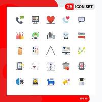 paquete de iconos vectoriales de stock de 25 signos y símbolos de línea para elementos de diseño vectorial editables del corazón de la ciencia de Internet del teléfono del corazón vector