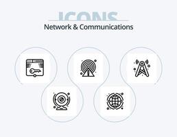 paquete de iconos de línea de red y comunicaciones 5 diseño de iconos. en línea. tecnología. señal. nube. usuario vector