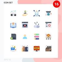 Flat Color Pack of 16 Universal Symbols of screen file man document security Editable Pack of Creative Vector Design Elements