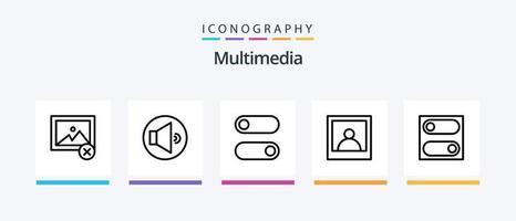 paquete de iconos de línea multimedia 5 que incluye . calibre. altavoz. diseño de iconos creativos vector