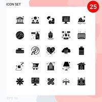 25 Universal Solid Glyphs Set for Web and Mobile Applications environment dashboard puzzle kpi graph Editable Vector Design Elements