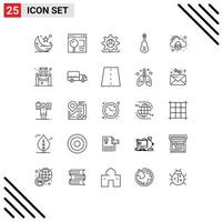 Universal Icon Symbols Group of 25 Modern Lines of sound instrument search audio security Editable Vector Design Elements