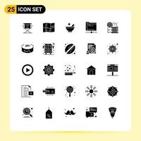 Solid Glyph Pack of 25 Universal Symbols of hosting connect patient server folder Editable Vector Design Elements