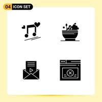 4 Creative Icons Modern Signs and Symbols of music node mail love medicine sms Editable Vector Design Elements