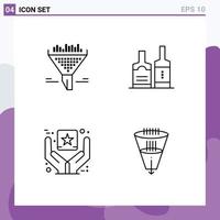 Mobile Interface Line Set of 4 Pictograms of filter branding sort bottl goods Editable Vector Design Elements