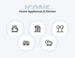 Home Appliances And Kitchen Line Icon Pack 5 Icon Design. oven. gloves. chopper. potholder. food vector