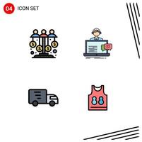 4 Thematic Vector Filledline Flat Colors and Editable Symbols of dollar help sponsor chat lorry Editable Vector Design Elements