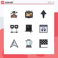 Stock Vector Icon Pack of 9 Line Signs and Symbols for monocle hat up fashion net Editable Vector Design Elements