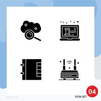 Modern Set of Solid Glyphs and symbols such as cloud computing contacts cloud search laptop phone Editable Vector Design Elements