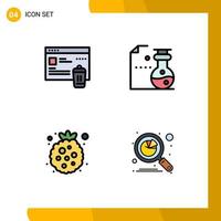 Filledline Flat Color Pack of 4 Universal Symbols of gdpr food security laboratory raspberry Editable Vector Design Elements