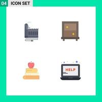 Mobile Interface Flat Icon Set of 4 Pictograms of consumption pen factory dressing education Editable Vector Design Elements