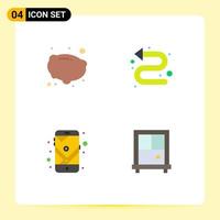 4 User Interface Flat Icon Pack of modern Signs and Symbols of food navigation arrows left window Editable Vector Design Elements