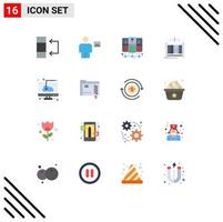 16 User Interface Flat Color Pack of modern Signs and Symbols of installation computer database server cloud living Editable Pack of Creative Vector Design Elements