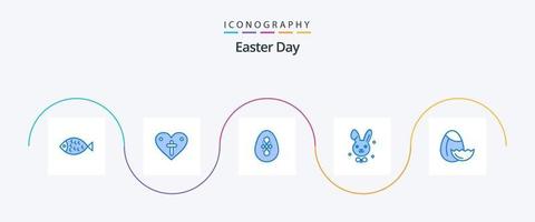 paquete de iconos de pascua azul 5 que incluye pascua. huevo. pájaro. Conejo. bynny vector