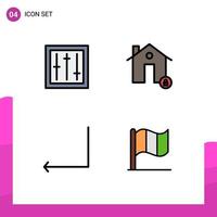 Set of 4 Modern UI Icons Symbols Signs for devices protect mixer estate back Editable Vector Design Elements