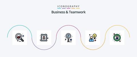 la línea de negocios y trabajo en equipo llenó el paquete de iconos planos 5, incluido el desconocido. anonimato. escanear. estrategia. negocio vector