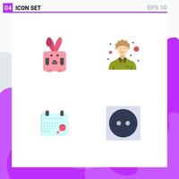 4 Universal Flat Icons Set for Web and Mobile Applications bynny symbol holiday man care Editable Vector Design Elements
