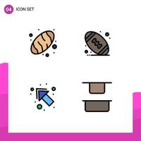 Modern Set of 4 Filledline Flat Colors Pictograph of baking distribute american arrow vertical Editable Vector Design Elements