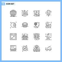 16 Universal Outline Signs Symbols of ice cream cream gear document hospital Editable Vector Design Elements